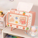 Axyaa Square Tissue Box & Phone Holder – Pink Desktop Decor Organizer