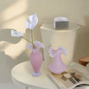 Axyaa Pink Wave Fold Glass Vase Bouquet Flower Terrarium Home Decoration