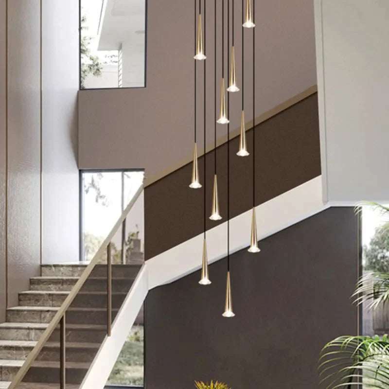 Axyaa Luxury Crystal LED Staircase Chandelier - Creative Long Stair Lighting Fixtures