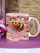 Axyaa 3D Bee & Flower Ceramic Mug - 350ml Cup for Nature Lovers