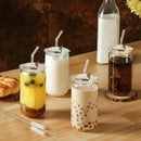 Axyaa 16oz Glass Tumblers with Lids & Straws - Set of 2