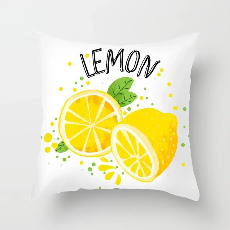 Lemon Pattern Summer Cushion Cover for Sofa Decor by Axyaa