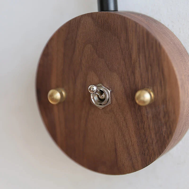 Axyaa Walnut Wood LED Wall Light Up Down Rotate Modern Decor Wooden Bedside Lamp