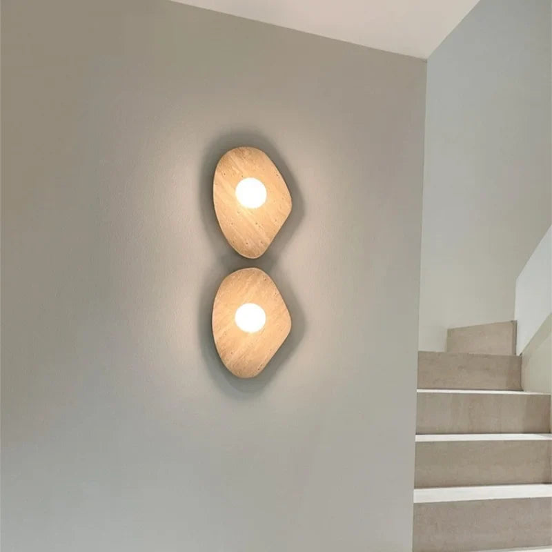 Axyaa Wabi Sabi LED Wall Lights Yellow Travertine Bedside Lamps