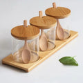 Axyaa Glass Spice Jars Set with Bamboo Lid and Spoon