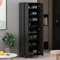 Axyaa 8-Tier Tall Shoe Storage Cabinet with Wheels and 2 Doors, Wood Shoe Rack