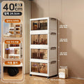 Axyaa 5-Layer Folding Storage Cabinet with Wheels, Large Capacity Organizer