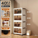 Axyaa 5-Layer Folding Storage Cabinet with Wheels, Large Capacity Organizer
