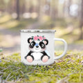 Axyaa Flower Panda Enamel Water Cup with Handle - Kid's Creative Drink Mug