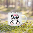 Axyaa Flower Panda Enamel Water Cup with Handle - Kid's Creative Drink Mug