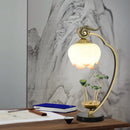 Axyaa Lotus Iron Art Table Lamp with LED Glass Lampshade for Living Room Decoration