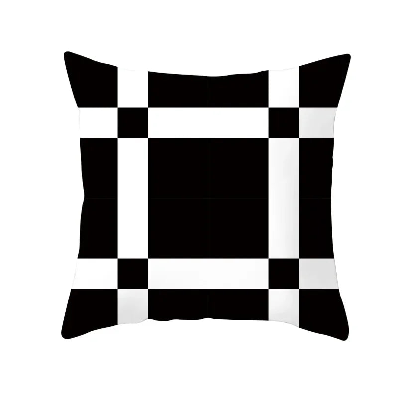 Axyaa Plaid Geometric Wave Stripe Checkerboard Print Throw Pillow Case