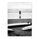Axyaa Surfboard Coastal Wall Art Canvas - Black and White Beach Posters