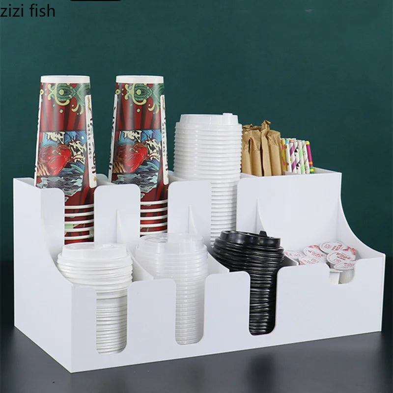 Axya Acrylic Cup Holder & Tissue Box Organizer for Milk Tea Shop