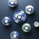 Axya Blue White Ceramic Kimchi Bowl with Cover - Classic Soup Stew Rice Ramen Dish