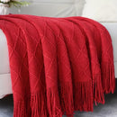 Axyaa Soft Nordic Knit Throw Blanket with Tassels for Sofa Bed & Office