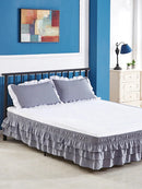 Axyaa Elastic Solid Bed Skirt Three Layers Wrap Around Easy On/Off Dust Ruffled