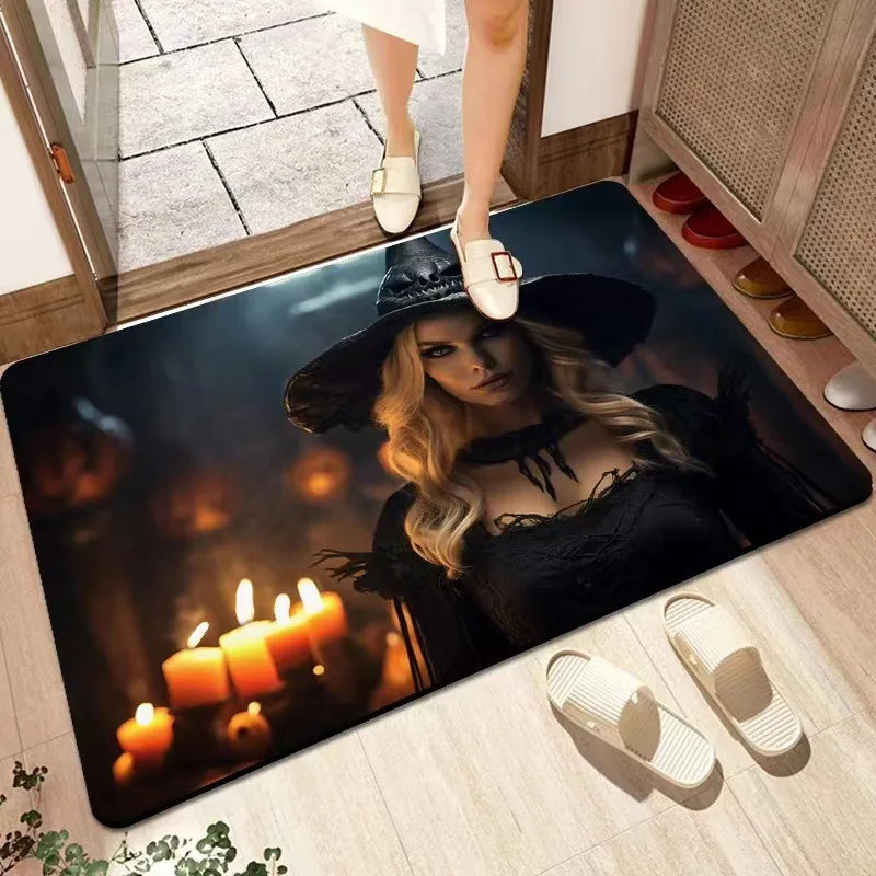Axyaa Halloween Ghost Face Pumpkin Lantern Floor Mat