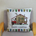 Happy Campers Owl Motorhome Print Pillow Case by Axyaa