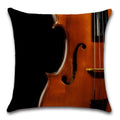 Axyaa Violin Print Decorative Square Pillowcase Cotton Linen Cover
