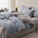 Axyaa 2024 Solid Color Milk Fleece 4-Piece Set with Wide Edge Craft & Flannel Quilt Cover