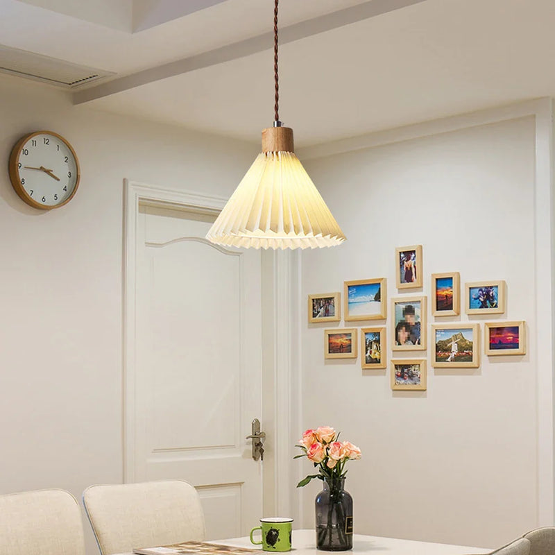 Nordic Pleated Pendant Lights with E27 Base for Dining Room by Axyaa