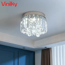 Axyaa Silvery LED Crystal Ceiling Chandelier for Home Dining Bedroom Decor