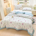 Axyaa Washed Cotton Printed Summer Quilt - Machine Washable Thin Quilt