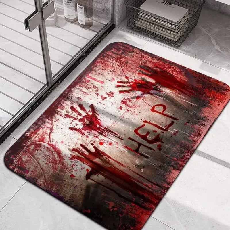 Bloody Footprints Decorative Floor Mat by Axyaa