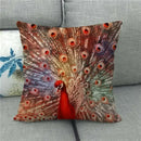 Peacock Linen Pillowcase by Axyaa: Vintage Animal Design for Sofa, Bed or Chair