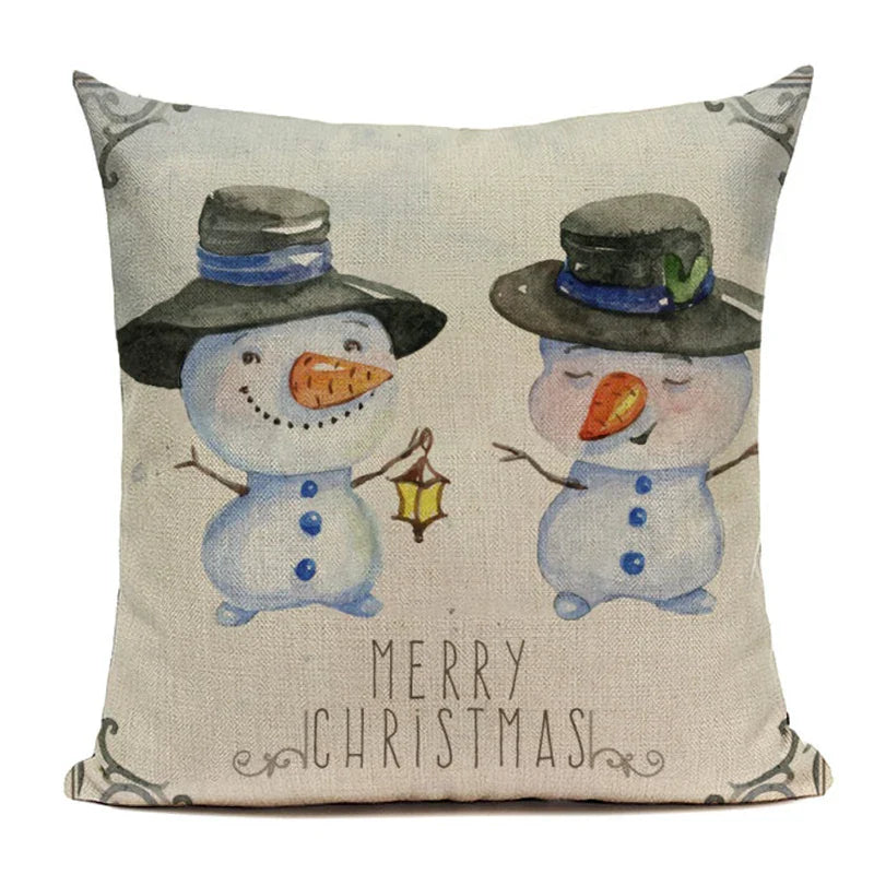 Axyaa Christmas Decor Pillow Covers 18x18 Linen for Sofa Living Room Home Decor