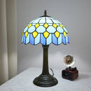 Blue Baroque Stained Glass Table Lamp for Bedroom and Living Room by Axyaa