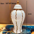 Axyaa Gold-Striped Ceramic Storage Jar with Lid