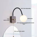 Axyaa Glass Ball LED Wall Lamps Black Hose Adjustable Wood Bathroom Lights