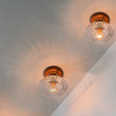 Axyaa Green Glass LED Ceiling Lamp Aisle Corridor Wood Copper Nordic Lighting