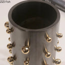 Axyaa Golden Pearl Cylinder Vase with Artificial Flowers - Aesthetic Room Decor
