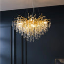 Axyaa Crystal Raindrop LED Chandelier, Elegant Home Decor Lighting Fixture
