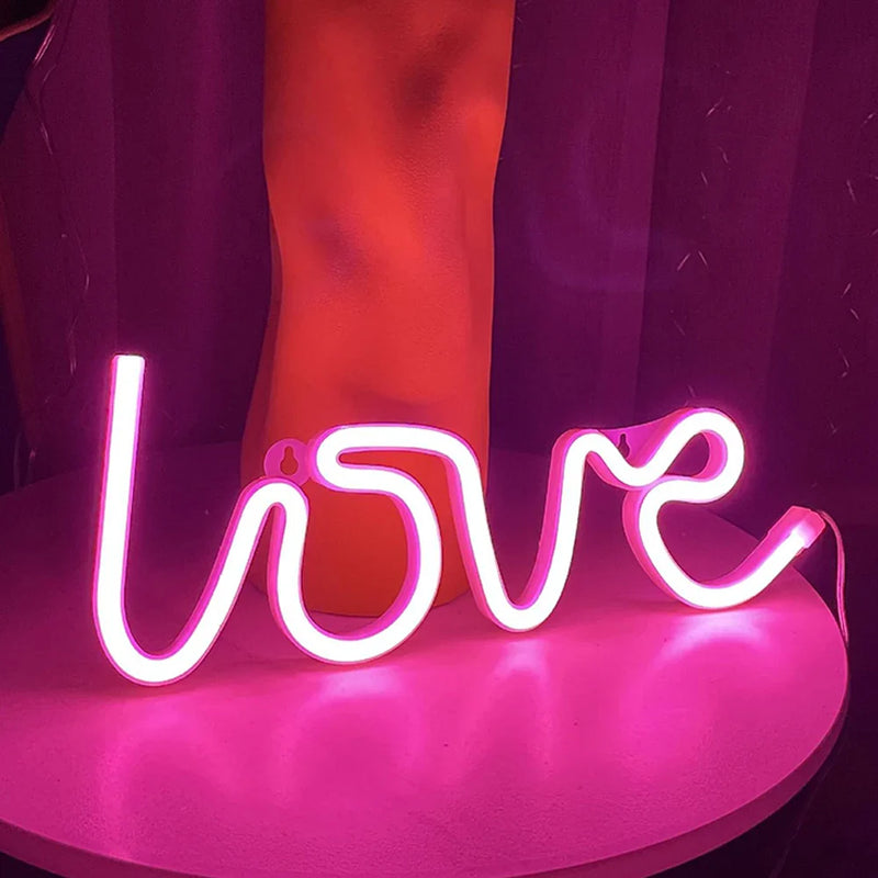 Axya Love Shape Neon Night Light: Battery & USB Powered Nightlight for Indoor Décor