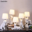 Dog Table Lamp Bedroom Bedside Light Modern LED Puppy Desk Lighting by Axyaa