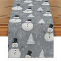 Snowman Christmas Table Runner by Axyaa: Festive Farmhouse Decor for Dining Party