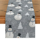 Snowman Christmas Table Runner by Axyaa: Festive Farmhouse Decor for Dining Party