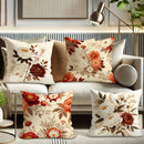 Axyaa Vintage Peony & Daisy Floral Velvet Pillow Covers - Beige/Brown/Orange/Red