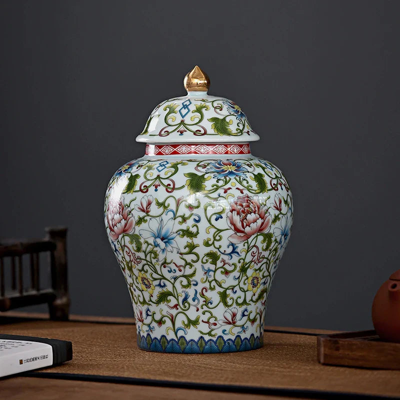Axya Porcelain Tea Storage Jar Vintage Chinese Kitchen Container
