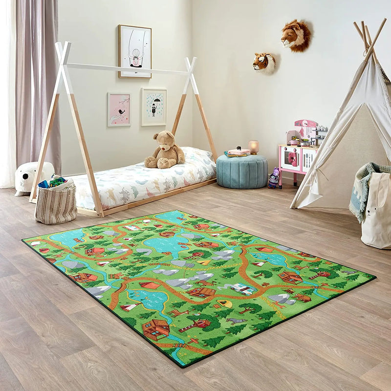 Axyaa Kids' Car Rugs: Non-Slip Room Play Mats for Boys and Girls