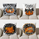 Axyaa Grateful Blessed Pumpkins Checkered Fall Pillow Cover