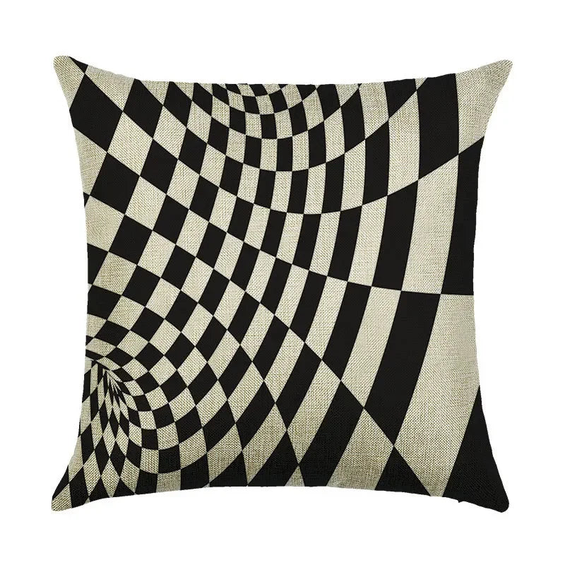 Axyaa Abstract Geometry Linen Pillowcase 45*45cm Square Home Sofa Decor Cover