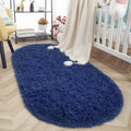 Axyaa Grey Plush Oval Area Rug for Living Room, Bedroom, or Nursery