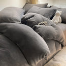 Axyaa Flannel Fleece Bedding Set: Duvet Cover, Pillowcase, Sheet - Queen/Single Size