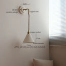 Axyaa Small Pleats Ceramic LED Wall Light Fixture Copper Arm Pull Chain Switch