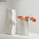 Axyaa Triangle Wrinkle Ceramic Vase for Desk Decoration and Floral Arrangement